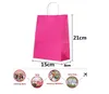 Partihandel-40PCS / Lot Multifunktion Rose Pink Paper Bag med handtag / 21x15x8cm / Festival Presentväska / Godkvalitet Shopping Kraft Paper Bags