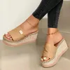 Sandals 2022 Heels Peep Top Summer Shoes Women Beach Slides Toe Buckle Platform Wedge Ladies Casual Female