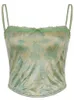 Женские танки Camis Sexy Cop Top Patched Wintage Women Party Beauty Green Deventerers Без спинки