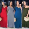 Plus storlek 3xl 4xl Summer Women Designer Maxi Dresses Cotton Short Sleeve V Neck Long Dress Casual Beach Wear Long Style Lose Fulll Längd kjolar 7500D