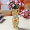 European Gold Plated Frost Porcelain Vase Vintage Advanced Ceramic Flower Vase Living Room Ornaments Home Wedding Decor Gift8835143