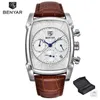 Wristwatches Benyar Fashion Men Men Watch Top Man Chronograph Quartz-Watch الجلود العسكرية