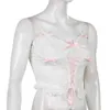 Женские танки Camis Goth Pastel Gothic Harajuku кружевные сладкие женщины Лолита видят через сексуальную повязку с коротким топ