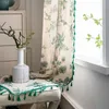Rideaux rideaux finis coton et lin impression vert pomme de pin BB semi-ombrage cuisine baie vitrée DropCurtain