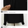 Camicette da donna Camicie da donna a maniche lunghe La versione coreana estiva era sottile nera Colletto rialzato Prospettiva in chiffon Camicette sexyDa donna