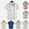 Bababuy Mens Loose Shirts Cool Short Sleeve Casual Shirts Summer Vacation For Hawaiian Beach Tops Plus Size 220629