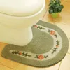 Tapis de toilette de style pastoral Motif de fleurs Tapis de salle de bain en forme de U Tapis de toilette Décor de sol Tapis de bain Ensemble de toilette en fibre 210401
