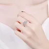 Cluster Rings Trendy 925 Sterling Silver 2ct D Color VVS1 Asscher Cut Moissanite Ring Women Jewelry Plated White Gold 4 Prong Wedding