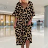 Летняя мода Женщины Свободный бохо элегантный платье Большое большая вечеринка с леопардовой рукав с леопардовой рукавом плюс размеры 220527