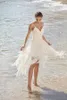 2022 A Line Beach Wedding Dresses Spaghetti Lace Tassel Sequin Pärlade korta bröllopsklänningar Vestidos de Novia Boho Bridal Dress Plus Size