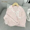 Baby Girl Plaid Pajamas Clothes Set Cotton Coat Pant 2PCS Spring Autumn Infant Toddler Child Lounge Suit Baby Home Suit 1-10Y 220706