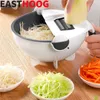 Mágico multifuncional gira o cortador de vegetais com cesta de drenagem cozinha vegetais de frutas shredder slicer gadgets de cozinha 210319