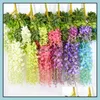 Dekoratif çiçek çelenk festival parti malzemeleri ev bahçe yapay ipek wisteria çiçek düğün dekor asma asılı rattan gelin gar