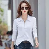 LJSXLS Long Sleeve T Shirt Women Cotton Korean Style Slim Woman Clothes Fall Zipper Tops T Womens Tee Femme 220728