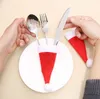 パーティーデコレーションミニクリスマスホームキッチンハットテーブルウェアホルダーバッグパーティーディナーナイフフォークセットポケットカバー