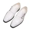 حذاء اللباس رجال أبيض مدبب حزام الراهب على أحذية أوكسفورد moccasins حفل زفاف حفلة العودة للوطن أحذية zapatos