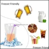 Ups Fast Delivery Disposable Clear Drink Pouches Bags Plastic Drinking Bag With St Reclosable Heat-Proof Juice Coffee Liquid Drop 2021 Cups