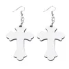 Sublimation Blank Cross Earrings Sublimatable MDF White Heat Transfer Wire Hooks Earring Blanks for Jewelry Making