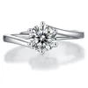 Real Moissanite Honeycomb Ring D Color 1ct 2CT Seis anéis de ponta pura 925 prata esterlina para mulheres jóias finas