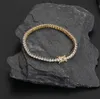 3 PRONG 3 mm 1 Rząd 18K Złote Wykończenie Diamenty Bling Bransoletka tenisowa antynastronowa miedziana cyrkon Bracelets8271247