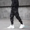 Herrbyxor män band färgblock svart ficklast 2022 harem joggers svettpant hip hop byxor casual streetwear pantsmen's's