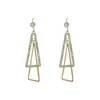 Full Diamond Long Triangular Tassel Dangle Earrings For Women Korean Fashion Earring Daily Birthday Party Jewelry Gifts