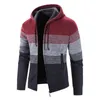 Men's Hoodies & Sweatshirts Men's Plus Velvet Thick Winter Cardigan Sweater Jacket Hooded Color Matching Korean Zipper Mens ClothingMen'