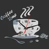 Wall Clocks Creative Coffee Cup Shaped Clock Modern Design 3D Mirror Stickers For DIY Home Room Kitchen DecorationsWall