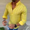 Moda Uomo Luxury Elegante Autunno Casual Camicie Slim Fit Camicia a maniche lunghe Nero Bianco Giallo Rosso