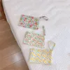 Fresh Floral Print Cotton Coin Purse Hand Carry Small Cloth Bag Headphone Bag Travel Cosmetic Pouch Make Up Storage Bags