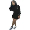 Vestidos casuais para mulheres 2022 moda com capuz coletar cintura cor sólida rua wear sexy algodão magro hoodie mini vestido atacado