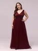 Vestidos de talla grande elegantes para mujer, corte en A, sin mangas, doble cuello en V, largo hasta el suelo, 2022, Ever Pretty Of Prom Women DressPlus