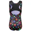 Children Girls Dancewear 5-14 Years Sleeveless Dance Dress Black Colorful Shiny One-Piece Tank Kids Teens Pattern