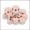 Frosted Glass Cream Jar Clear Cosmetische Fles Lotion Lip Balsem Container met Rose Gold Deksel 5G 10G 15G 20G 30G 50G 100G DROP LEVERING 2021 PA