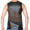 Débardeurs pour hommes Sexy T-shirt pour hommes Chemises en maille à rayures transparentes Sous-vêtements Cuir doux et cool comme un débardeur Chemises lisses originales pour hommes