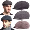 Men Beret Vintage Fishbone Gatsby Tweed Peaky Blinders Hat Newspaper Seller Beret Hat Spring Winter Flat Peak Beret Hats J220722