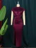 Mulheres vestidos longos brilhantes plissados ​​verdes elegantes colarinho alto de colarinho slim fit mangas maxi vestidos femininos Party Spring 220509