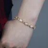 Urok bransolety Hamsa ręczne złącze bransoletki biżuteria złoto kolor niebieski różowy emalia mikro zamek czysty stacja cz stacja fatima bransoletki inte22