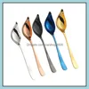 Spoons Flatware Kitchen Dining Bar Home Garden Colored Sauce Spoon Soup 304 Stainless Steel Serve Taste Gravy Ladle Restaurant El Kitchen