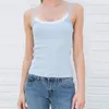 Sweet Girl Lace Ribbed Tank Top Kvinnor Sommar Sexig Ärmlös Bomull Soft Camis Blusar Vintage Casual Crop Chic 220325