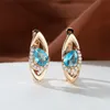 Stud Champagne Gold Color Wedding Earrings Pear Cut Aqua Blue Zircon Luxury Crystal Water Drop Stone For Women GiftStud Dale22 Farl22