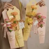 5pcs 사랑스러운 심장 싱글 장미 슬리브 골판지 종이 꽃 가방 선물 활 장식 꽃 포장 용품 220608