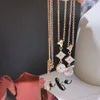 Mode kvinnor lyxdesigner halsband choker kedja 18k guld pläterad rosguld pläterad rostfritt stål blommebrev hänge