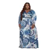 Robes de grande taille Style imprimé vêtements amples robe pour femmes mode col en V à manches longues impression élégante Maxi robes plus