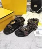 2022 Designer Schoenen Print Dames Voel Bruin Satijnen Sandalen Zijden Sjaal Zachte Platte Slippers Strand Sandalen Loafers Muller Bovenwerk met warmte-afgesloten grootte 35-43 Boxstofzakken