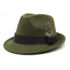 Boinas choraminismo lã vintage trilby sentiu chapéu fedora com penas homens homens chapéus largos machos fêmeas de outono jazz capsberets boretsberets