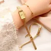 Montres-bracelets 2022 montre pour femme Bracelet à Quartz japonais tempérament dame or 24K petit cadran ne se décolore pas à la mode
