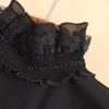 Bow Ties Black Ruffle Stand Fake Collar for Women 여성 셔츠 분리 가능한 칼라 False Neckwear Clothies Nep Kraagiebow