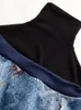 스프링 하이 칼라 긴 소매 패턴 인쇄 느슨한 큰 크기 성격 스웨트 셔츠 여성 패션 220815