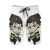 Men's Shorts Chibi Eren Board Yeager Anime Manga Aot Printed Short Pants Men's Elastic Waist Swim TrunksMen's